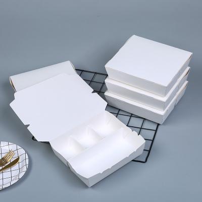 China Recycled Materials White Food Box Disposable Food Container For Paper Food Packaging for sale