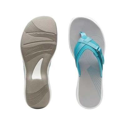 China CUSHIONING Ortholite Footbed Female Flat Heel Beach Leather Casual Sandals Light Up Outdoor Walking Slippers Shape Feminine Flip Flops for sale