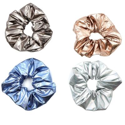 China Oversized journal/hair scrunchies shiny metallic work/party/travel/gift/pu scrunchies date fashion for women and girls for sale