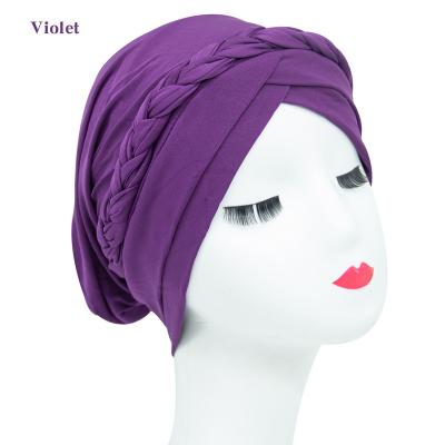 China UNIQ UH001 Fashionable Wholesale Solid Single Braid Covers African Female Muslim Beanie Sleep Cap Milk Silk Hijab Women Turban for sale