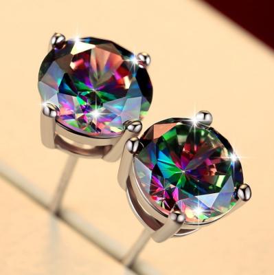 China UNIQ CLASSIC Rainbow Quartz Stud Earrings 2021 Colorful Fashion Jewelry Gifts For Women Men Ladies for sale