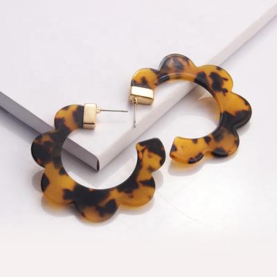 China UNIQ Designer Leopard Hoop Earings Bohemia Statement Circles Acrylic Resin Round Circle Stud Earring CLASSIC for sale