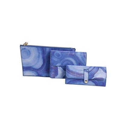 China High Quality Daily Blue Ocean Makeup Bag Purse Cosmetic Wallet with Zipper and Latch Ladies Fashion Bags for sale