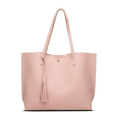 China Fashion Women's Shoulder Bags Faux Leather Soft Tote Tassel Handbag for sale