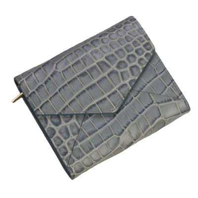 China High Quality RFID Alligator Crocodile Texture Genuine Leather Wallet For Women for sale