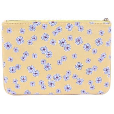 China Large Capacity Daisy Printed PU Cosmetic Bag With Tassel Zipper Puller Custom Logo Make Up Lady Bags Fashion Bags for sale