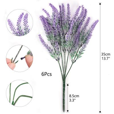 China Wedding Garden Decors 6 PCS Amazon Hotsales Lavender Floral Artificial Flower Dark Purple Bouquets For Wedding Valentines Garden Decors for sale