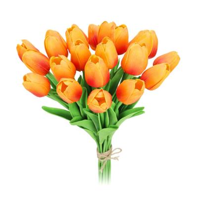 China Wedding PU Tulip Silk Artificial Flower Touch PU Backdrop Wall Flora Wedding Artificial Flowers Celebration Factory Hotsale Tulip Bouqets Real for sale