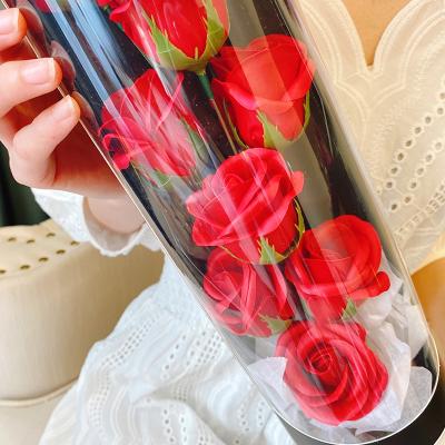 China Beautiful new colorful artificial flower gift hot item suitable for Valentine's Day gift soap flower artificial exquisite turnout bucket for sale