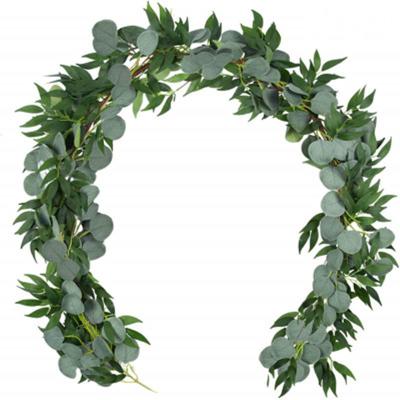 China Hotsale Silk Fabric Thickened 2M Eucalyptus Garlands Artificial Flower Garland For Wedding Decoration Eucalyptus Garland Wreath Wedding Arch for sale