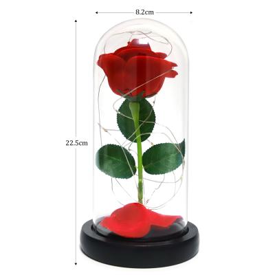 China MACTING 2021 Valentine Gifts Enchanted Rose with LED Light, Artificial Rose Glass Dome for Women's Day, Mother's Day, Birthday for sale