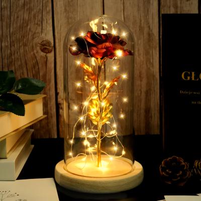 China Gift Drop Shipping Valentine's Gift Galaxy Rose LED Light Enchanted Dome Forever Rose For Girlfriend Mother's Day for sale