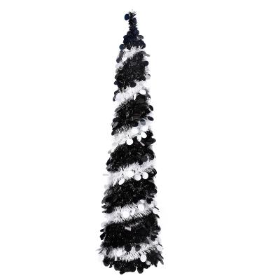 China 5FT PVC Pre-Lit Artificial Christmas Tree Halloween Decor LED Xmas Tree Glitter Light Auto Braid for Shop Window Home Decor for sale