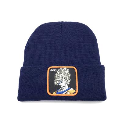 China JOINT wholesale hot sale cotton dragon ball z embroidery patch logo comic beanie knitted hat for sale