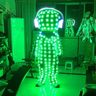 China Sets LED Light Up Luminous Clothes Lighted Up Robot Costume Nightclubs LED Doll Suits Ballroom Headphone Halloween Cosplay Clothing for sale