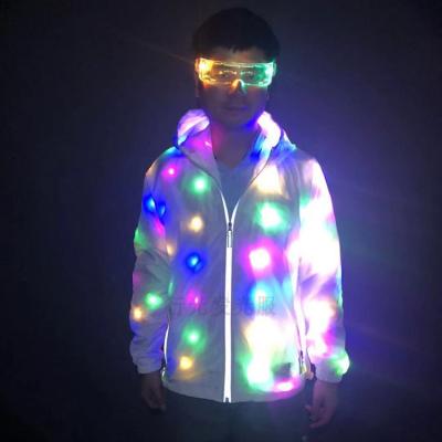 China from above & 2019 high quality hot sale led light up clothing LED jacket stage performance hip hop safty tees led light up clothes for sale