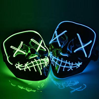 China 2020 Fashionable Halloween Hockey Cosplay Party Masks DJ Scary Custom Party Neon Glowing Light Mask EL Praise Face Mask for sale