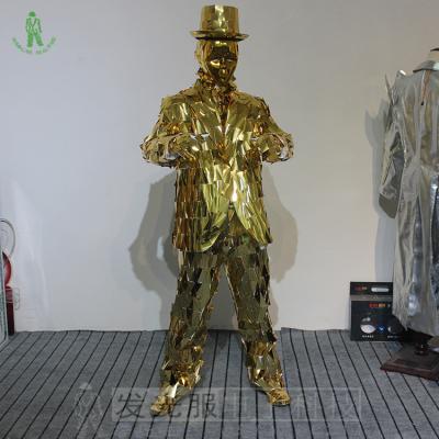 China Hot Selling Mirror Design Mirror Costume Performance Wear Dance Clothing For Women Men DJ Show Mirror Reflective Clothing for sale