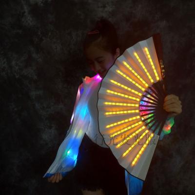 China Led Luminous Folding Hand Fan Fan For Men Women DJ Nightclub Party Dance Performance Fan Hand Held Dance Costume Props About 33CM for sale