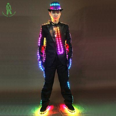 China High Quality Colorful Luminous Show Club Clothing Sets Michael Jackson Style Performance Ballroom Night Luminescent Costume LED Luminescent Clothes for sale