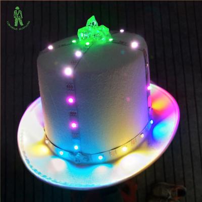 China High Quality Polyester LED Flash Lighting Wear Halloween LED Flash Hat Unisex Hip Hop Jazz Stage Dancer Luminous Cap Club Party Magic Hat for sale