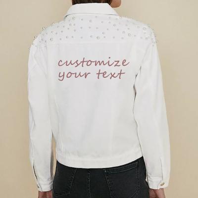 China High Quality Hot Selling Viable Embroidery Women Bead Denim Bridal Jacket Plus Size Long Sleeve Women Bead Denim Jacket for sale