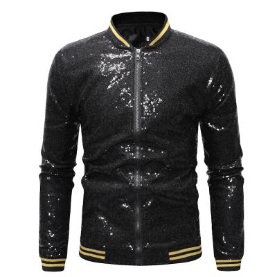 China Viable Hot Selling Plus Size Oversized Sequined Clothing Fashion Design African Solid Zipper Cardigan Jacket Men Clothing for sale