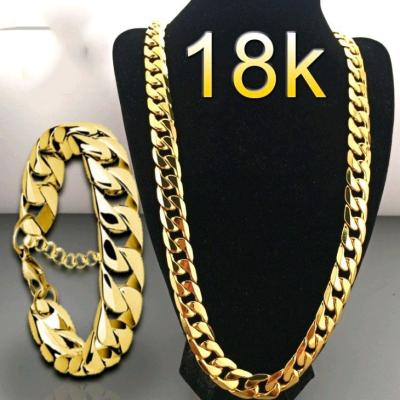 China Hot Sale 6mm 18k NK Gold Chains Hip Hop Gold Plated Cuban Necklace Wish From Europe and America Amazon for sale