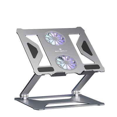 China New Arrival 2 Laptop Stand Fans Aluminum Adjustable Laptop Cooler Cooler Stand Laptop Stand for sale