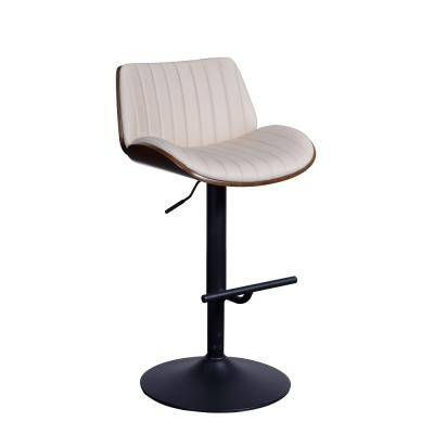 China Modern Comfortable Adjustable Plywood Swivel High Bar Chair High Quality Leather Bar Stool for sale