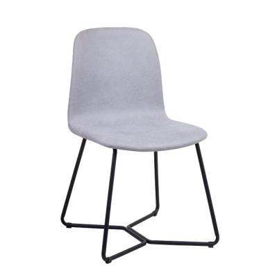 China Cooling Texture Gray Fabric Siamese Plywood Metal Comfortable Frame Dining Chair for sale