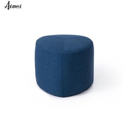 China Multicolor Colorful Soft Cover Modern Living Room Canvas Ottoman Round Stool for sale