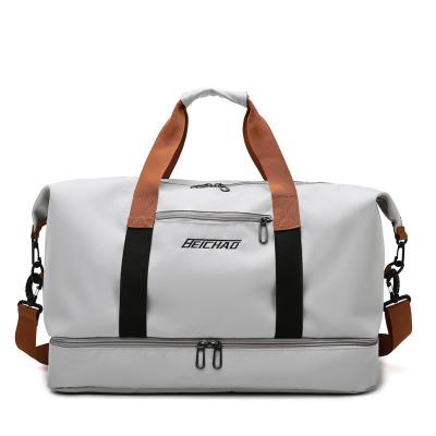 China Casual Gym Bag With Shoes Compartment Waterproof Foldable Unisex Oxford Travel Stylish Left Bag With Separate Bottom Compartment for sale