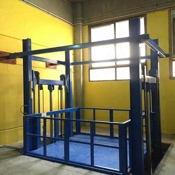 China Safety Easy Convenience Operation Industrial Warehouse Used Hydraulic Vertical Guide Rail Cargo Lift Platform Elevator Lift for sale