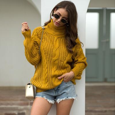 China Breathable Custom Printed 100% Acrylic Pullover Autumn And Winter Knitted Turtleneck Ladies Women Sweater for sale