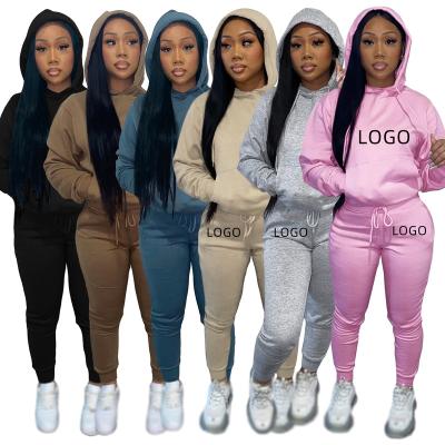 China Breathable Custom Sweat Suit Set 2022 Winter Autumn Apparel Workout Sweatsuit 2 Two Piece Set Custom Hoodie Women Private Label Sweat Suits for sale