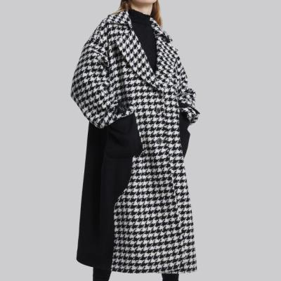 China New Design QUICK DRY Long Sleeve Houndstooth Autumn Custom Casual Oversized Ditch Coat For Women for sale