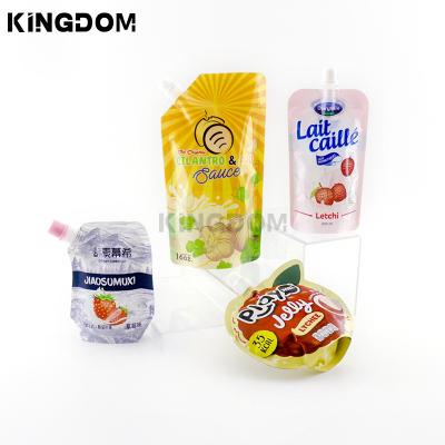 China Moisture Proof 250ml 350ml 500ml 1L Strawberry Milk Liquid Packaging Juice Soft Drink Fruit Stand up Spout Pouch for sale