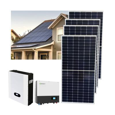 China Home 5kw 8 kw 10kw full kit 5kva 5000w growatt hybrid powered link 20 kilowatt 25kw gred design home off grid solar power energy system for sale