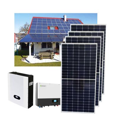 China 3kw 3.5kw 4kw 6kw 7kw 10kw home whole house on and 15kw 20 kilowatt 1mw 3phase lifepo4 hybrid system solar panel kit growatt system for sale