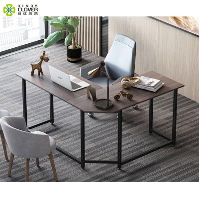 China Modern Design Steel Frame Corner Computer Desk PC Office Furniture L Shaped Table for sale