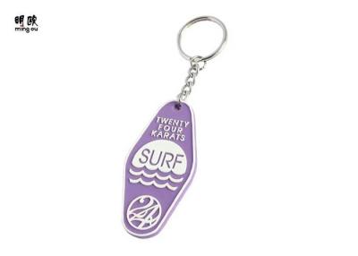 China Company Use Custom Rubber Keyrings , Beautiful Purple Pvc Key Tag OEM /ODM for sale