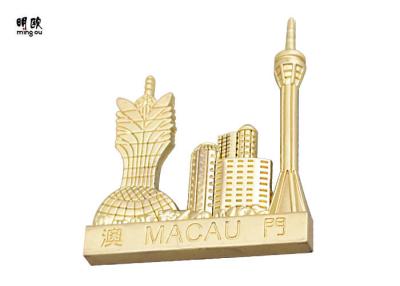 China Macau Style Gold Color Custom Fridge Magnets Souvenir Collection for sale