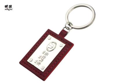 China Mens Personalised Silver Keyring , 32mm Flat Chain Leather Photo Keyring for sale