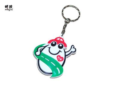 China Smile Face PVC Key Ring With 32mm Chain HK Design Silver Color Finished for sale