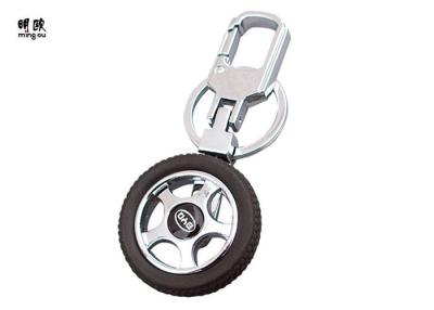 China Customized Car Brand Cool PVC Key Ring Holder Black Tyre Shaped for sale