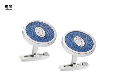 China Rond Zilveren Emailcufflinks Kopermateriaal, Manier Gepersonaliseerde Cufflinks van Mensen Te koop