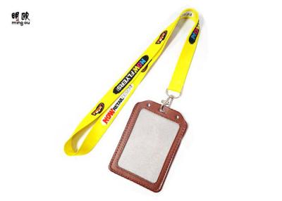 China Leather Card Personalized Badge Holder Lanyard For School ID OEM / ODM for sale