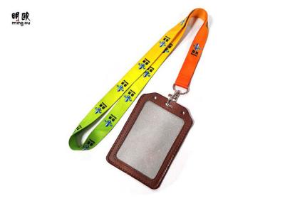 China Colorful Real Leather ID Card Badge Holder Lanyard For Student for sale