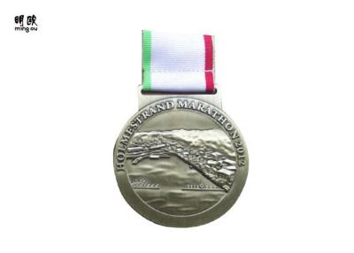 China Zinc Alloy Bronze Childrens Sports Medals 3d Embossed Logo With 3 Color Ribbon for sale